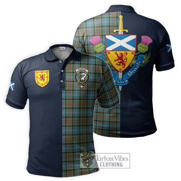 Brisbane Tartan Polo Shirt Alba with Scottish Lion Royal Arm Half Style