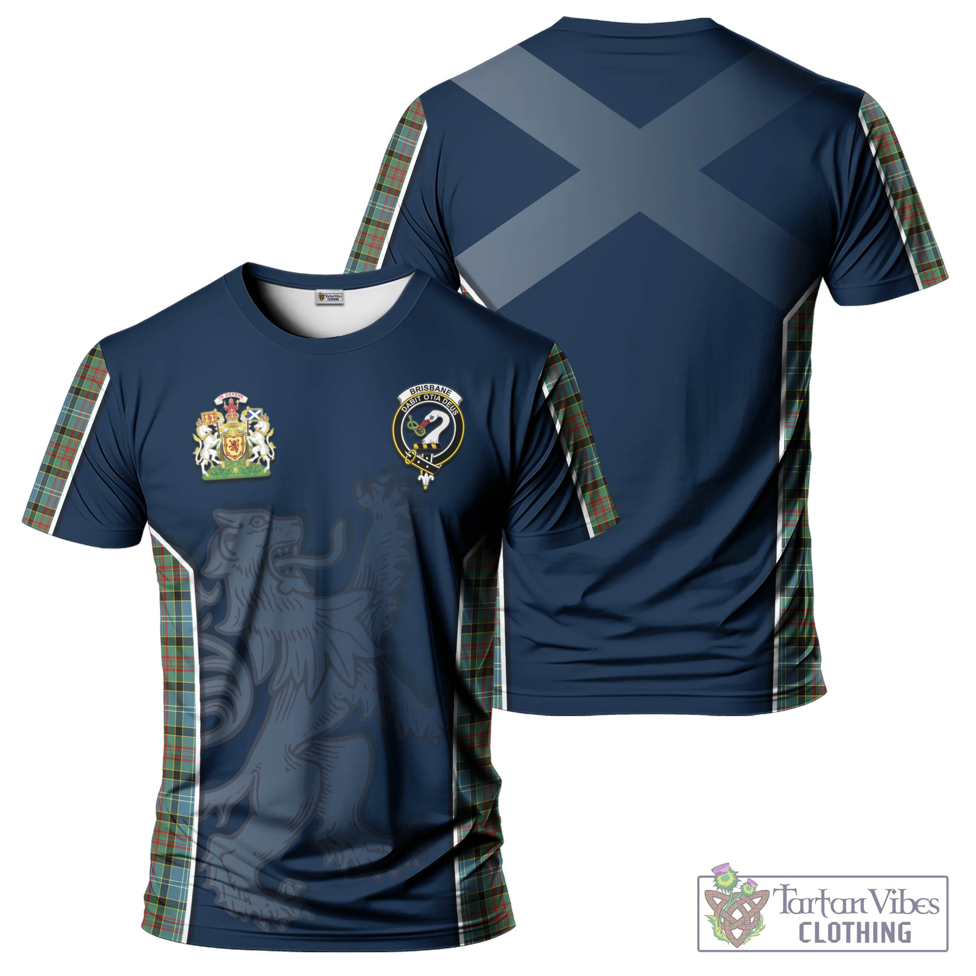 Tartan Vibes Clothing Brisbane modern Tartan T-Shirt with Family Crest and Lion Rampant Vibes Sport Style