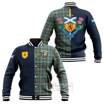 Brisbane Tartan Baseball Jacket Alba with Scottish Lion Royal Arm Half Style