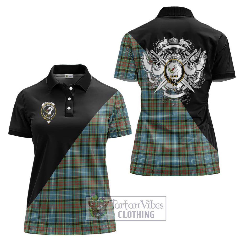 Brisbane Tartan Women's Polo Shirt with Family Crest and Military Logo Style Women - Tartanvibesclothing Shop