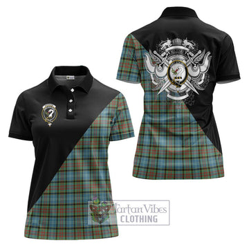 Brisbane Tartan Women's Polo Shirt with Family Crest and Military Logo Style