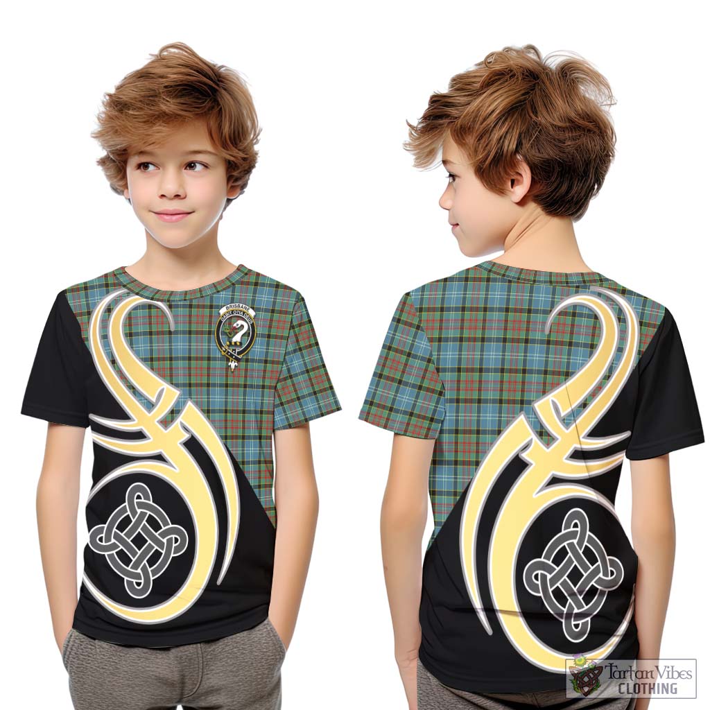 Brisbane Tartan Kid T-Shirt with Family Crest and Celtic Symbol Style Youth XL Size14 - Tartan Vibes Clothing