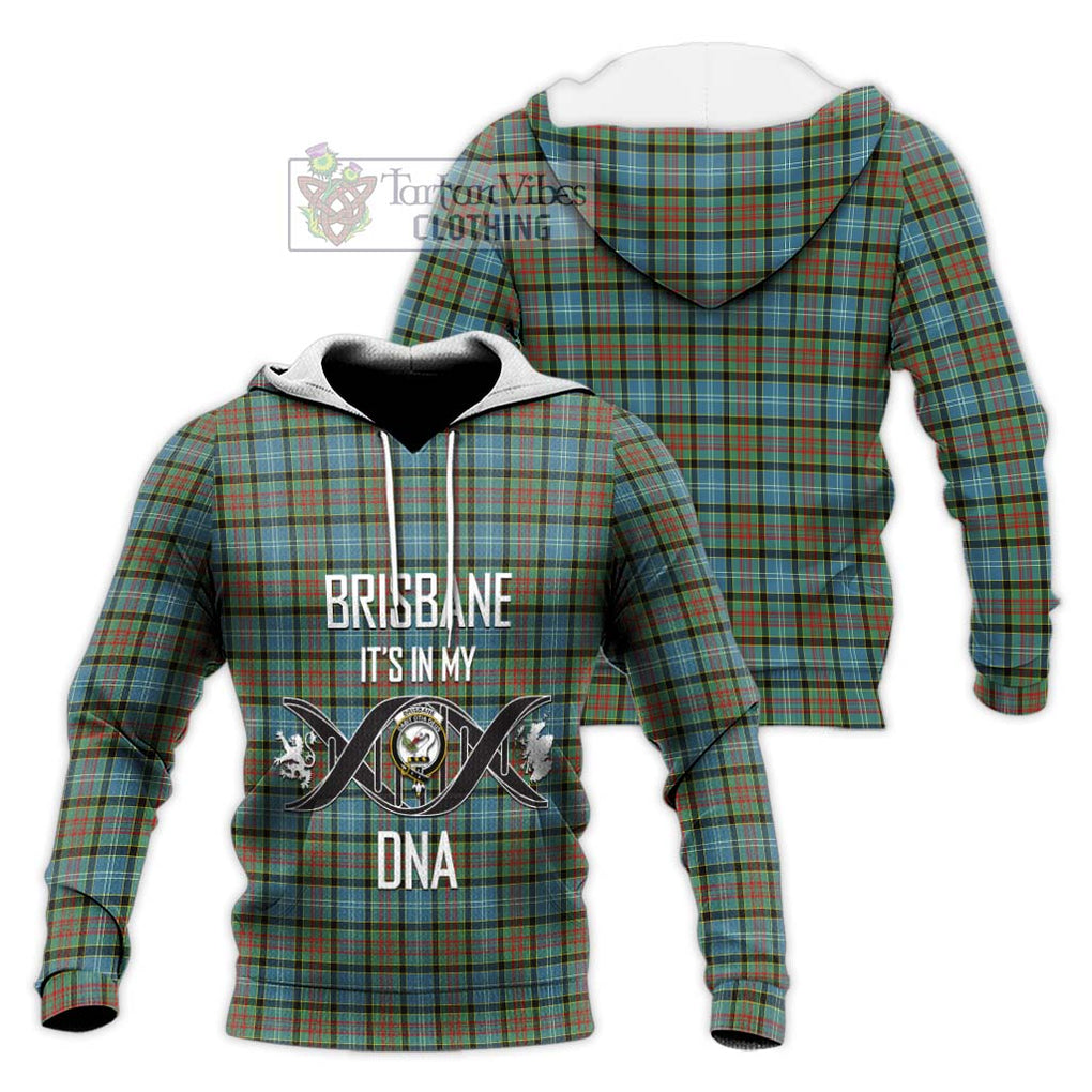 Brisbane Tartan Knitted Hoodie with Family Crest DNA In Me Style Unisex Knitted Pullover Hoodie - Tartanvibesclothing Shop