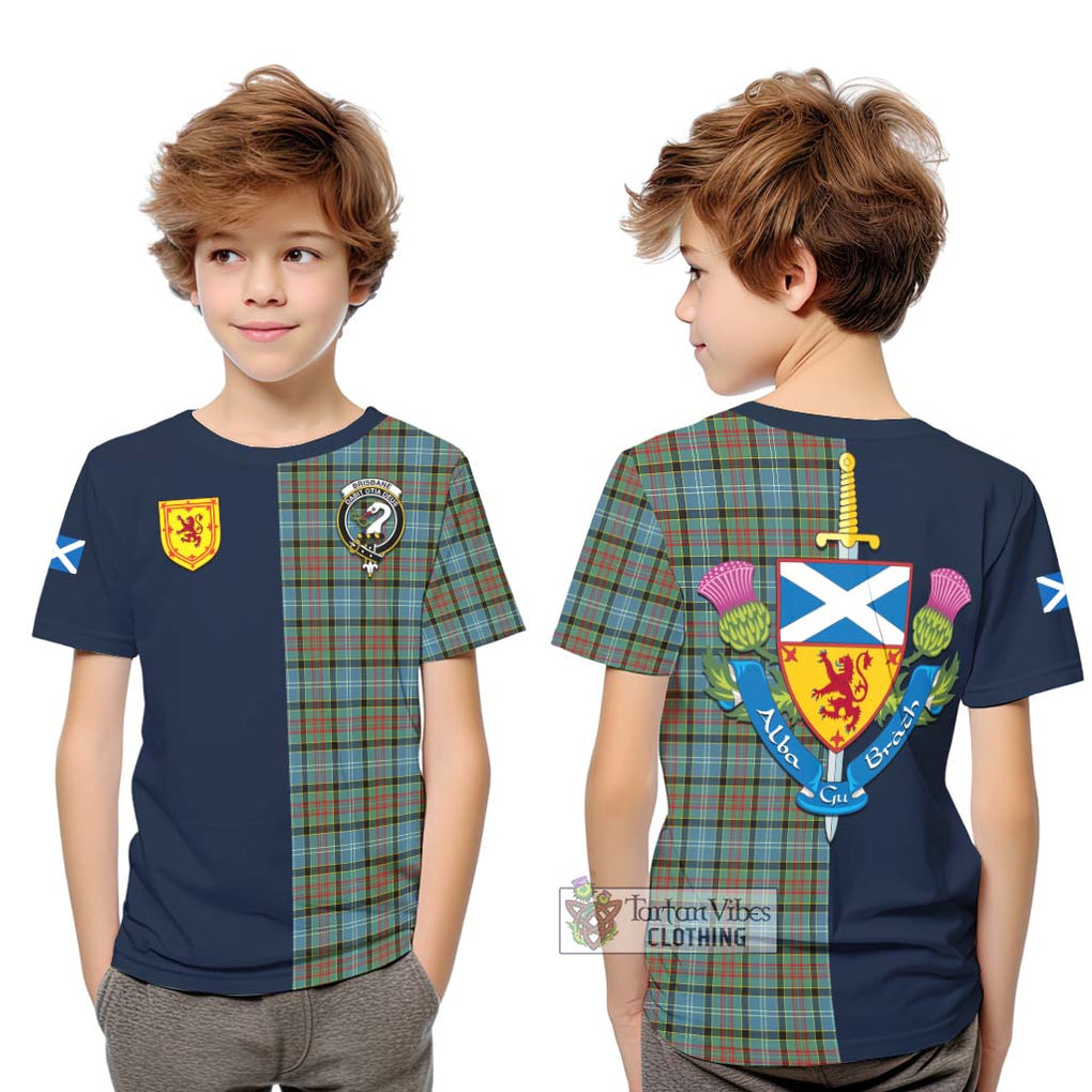 Tartan Vibes Clothing Brisbane Modern Tartan Kid T-Shirt with Scottish Lion Royal Arm Half Style