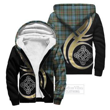 Brisbane Tartan Sherpa Hoodie with Family Crest and Celtic Symbol Style