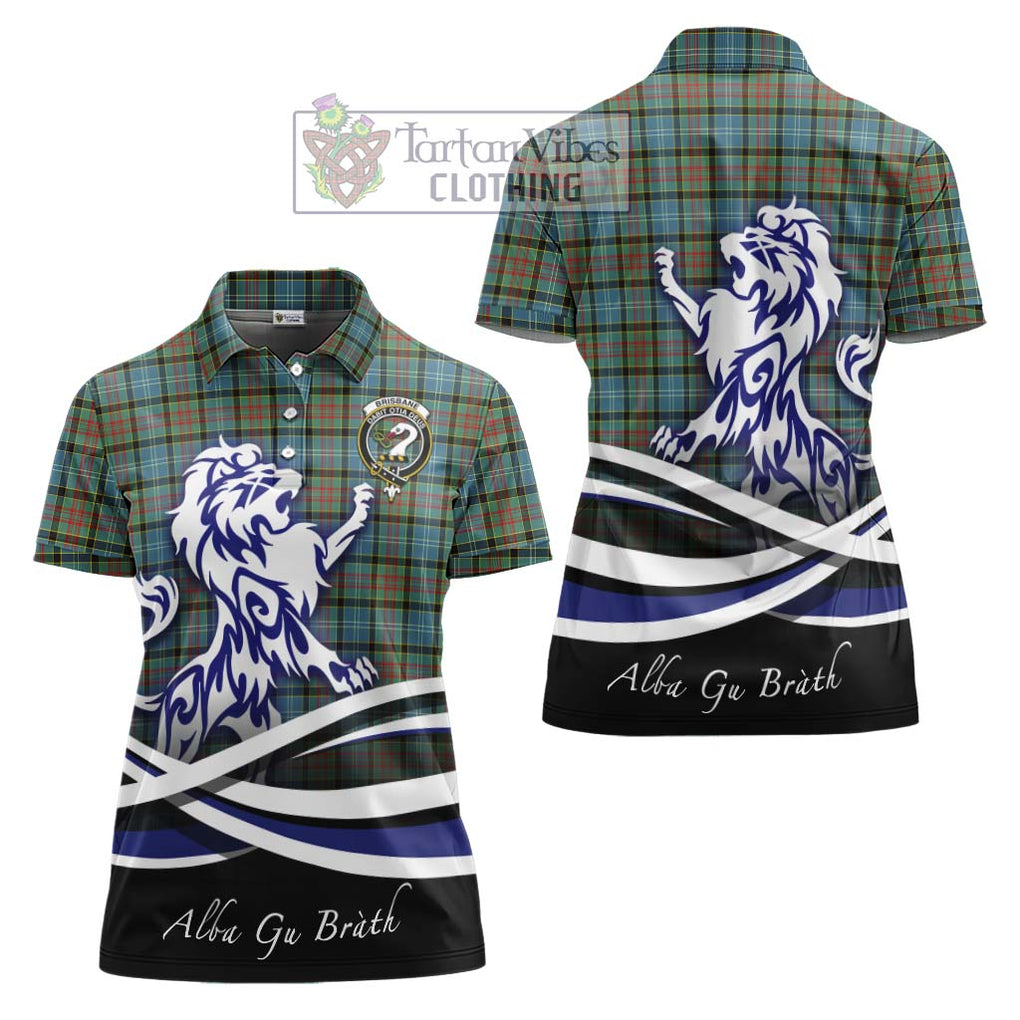 Brisbane Tartan Women's Polo Shirt with Alba Gu Brath Regal Lion Emblem Women - Tartanvibesclothing Shop