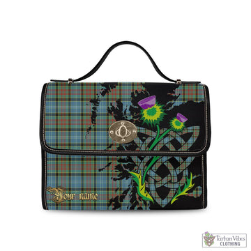 Brisbane Tartan Waterproof Canvas Bag with Scotland Map and Thistle Celtic Accents