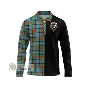 Brisbane Tartan Long Sleeve Polo Shirt with Family Crest and Half Of Me Style