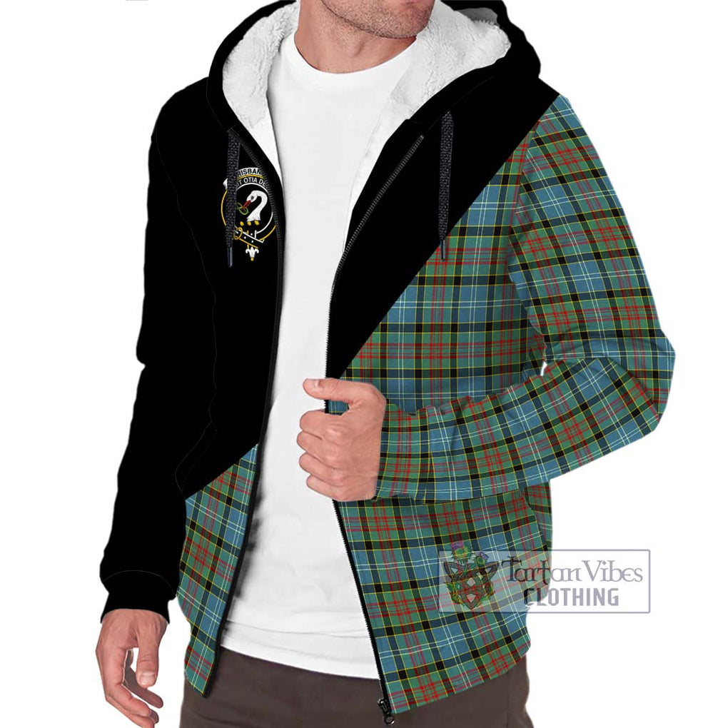 Brisbane Tartan Sherpa Hoodie with Family Crest and Military Logo Style Unisex S - Tartanvibesclothing Shop