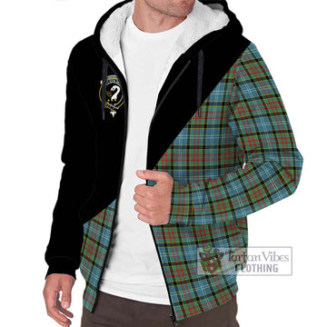 Brisbane Tartan Sherpa Hoodie with Family Crest and Military Logo Style