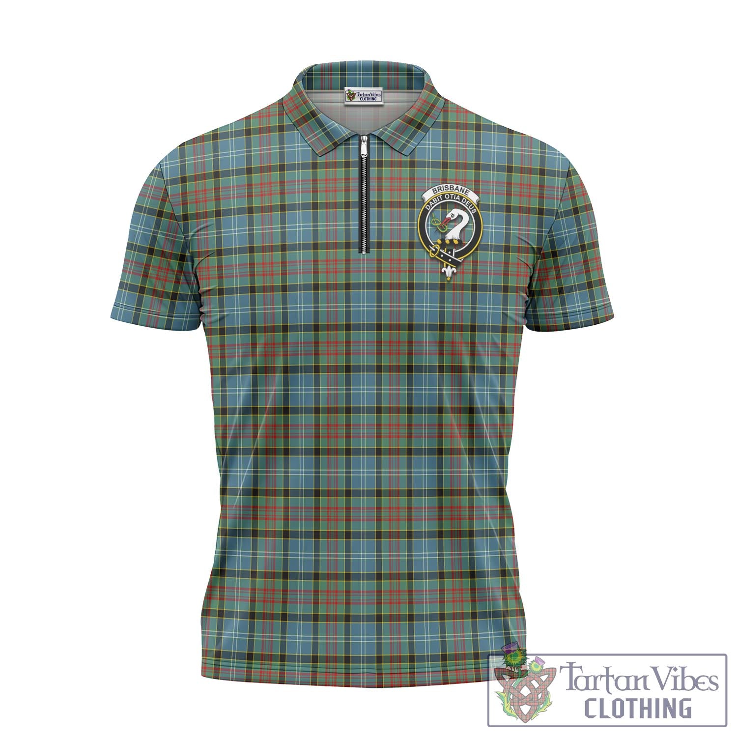 Tartan Vibes Clothing Brisbane modern Tartan Zipper Polo Shirt with Family Crest