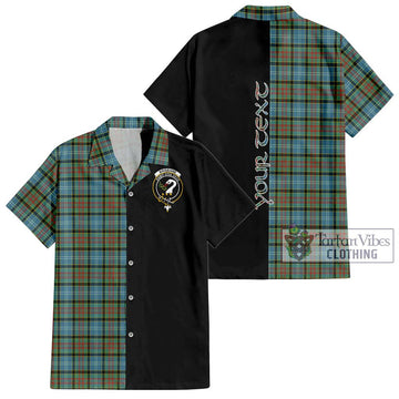 Brisbane Tartan Short Sleeve Button Shirt with Family Crest and Half Of Me Style