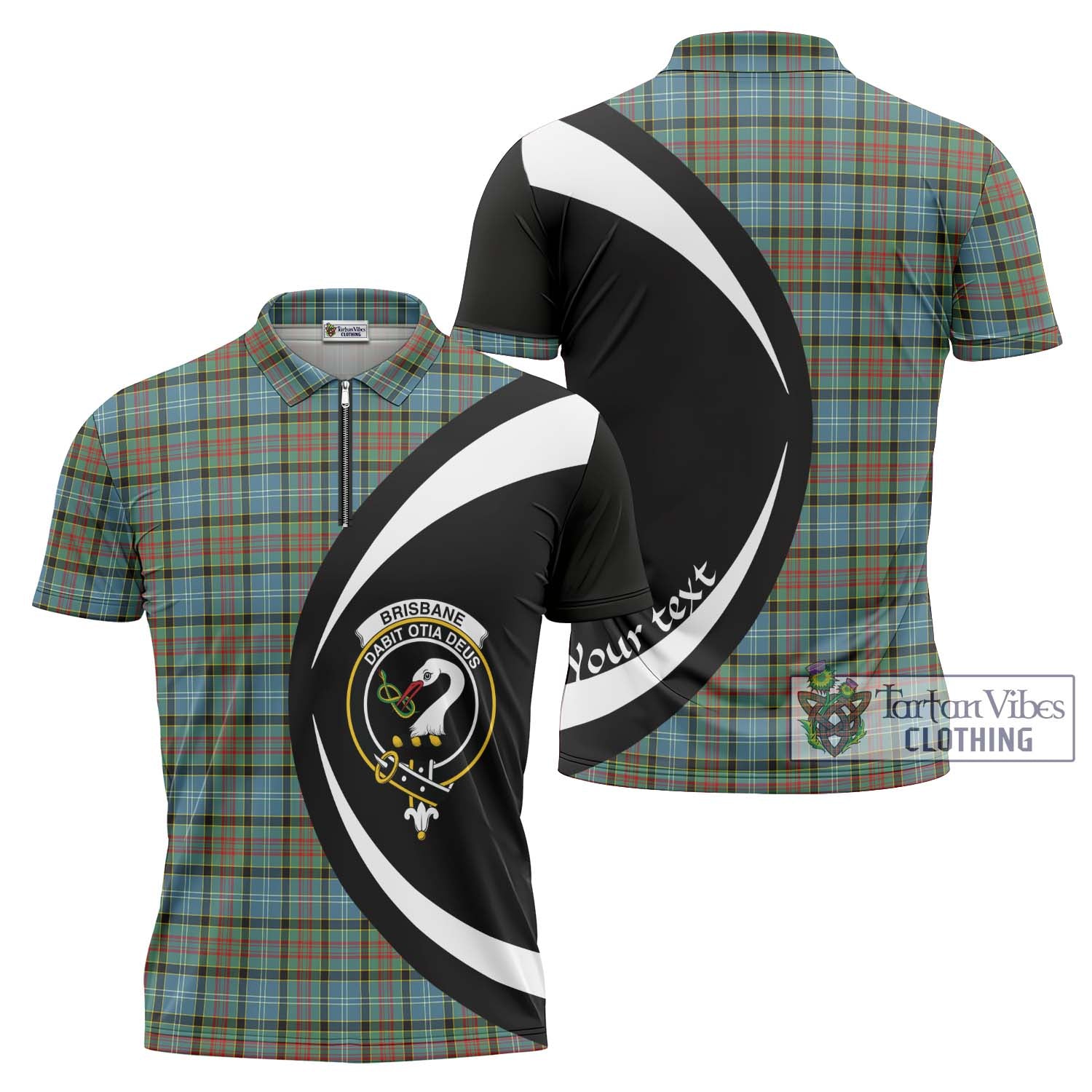 Tartan Vibes Clothing Brisbane Modern Tartan Zipper Polo Shirt with Family Crest Circle Style