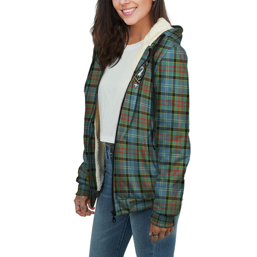 Brisbane modern Tartan Sherpa Hoodie with Family Crest Unisex - Tartanvibesclothing