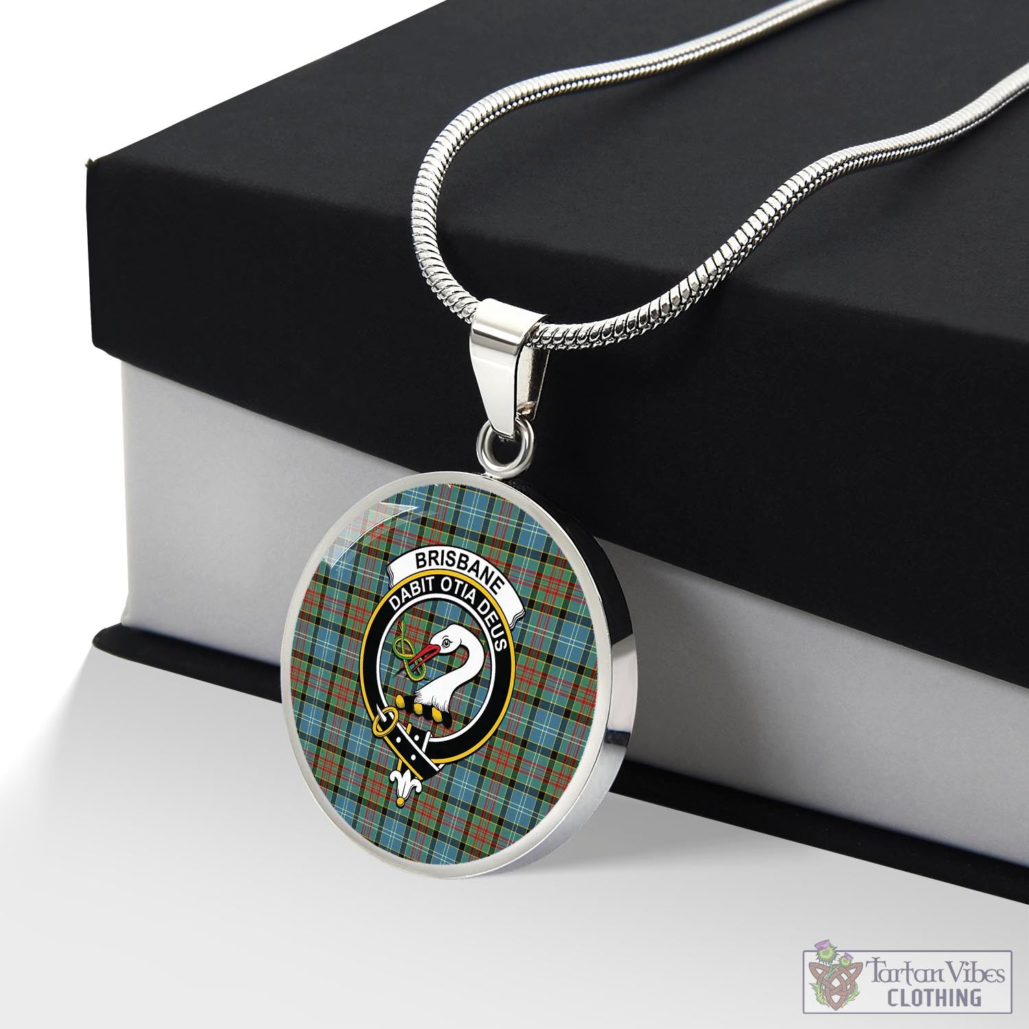 Tartan Vibes Clothing Brisbane modern Tartan Circle Necklace with Family Crest