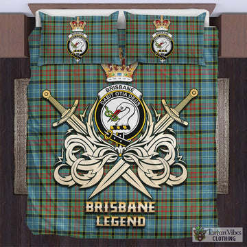 Brisbane Tartan Bedding Set with Clan Crest and the Golden Sword of Courageous Legacy