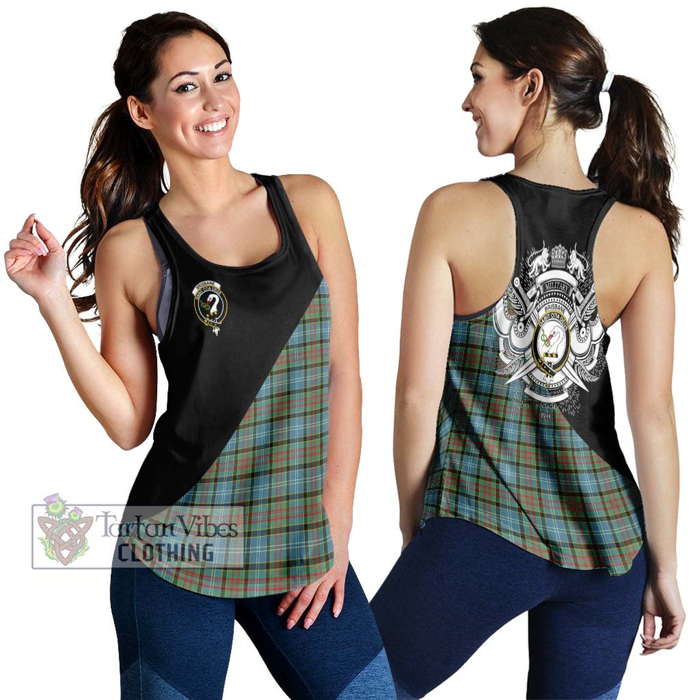 Brisbane Tartan Women's Racerback Tanks with Family Crest and Military Logo Style 4XL - Tartanvibesclothing Shop