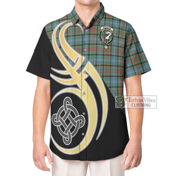 Brisbane Tartan Short Sleeve Button Shirt with Family Crest and Celtic Symbol Style