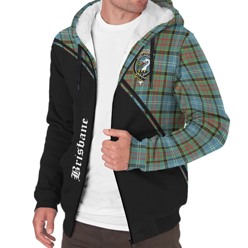 Brisbane modern Tartan Sherpa Hoodie with Family Crest Curve Style Unisex - Tartanvibesclothing