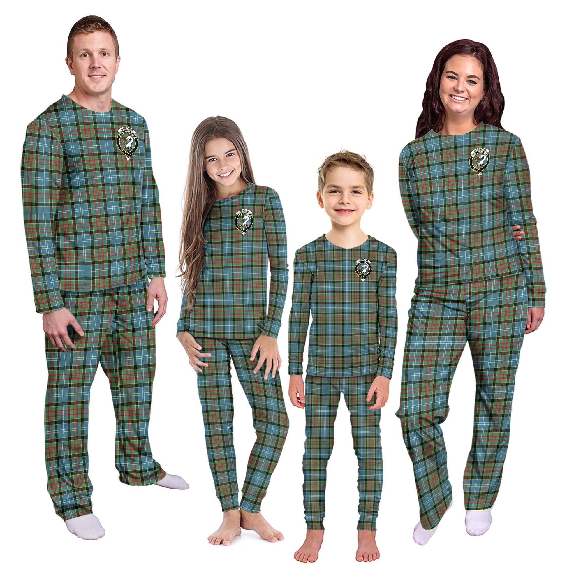 Brisbane Tartan Pajamas Family Set with Family Crest Kid - Tartan Vibes Clothing