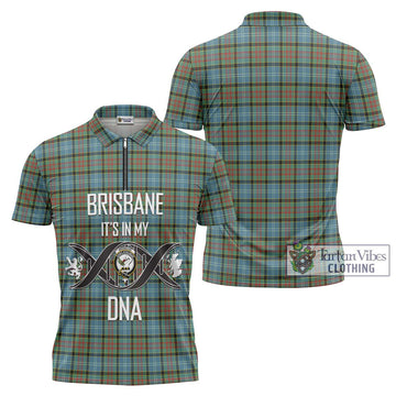 Brisbane Tartan Zipper Polo Shirt with Family Crest DNA In Me Style