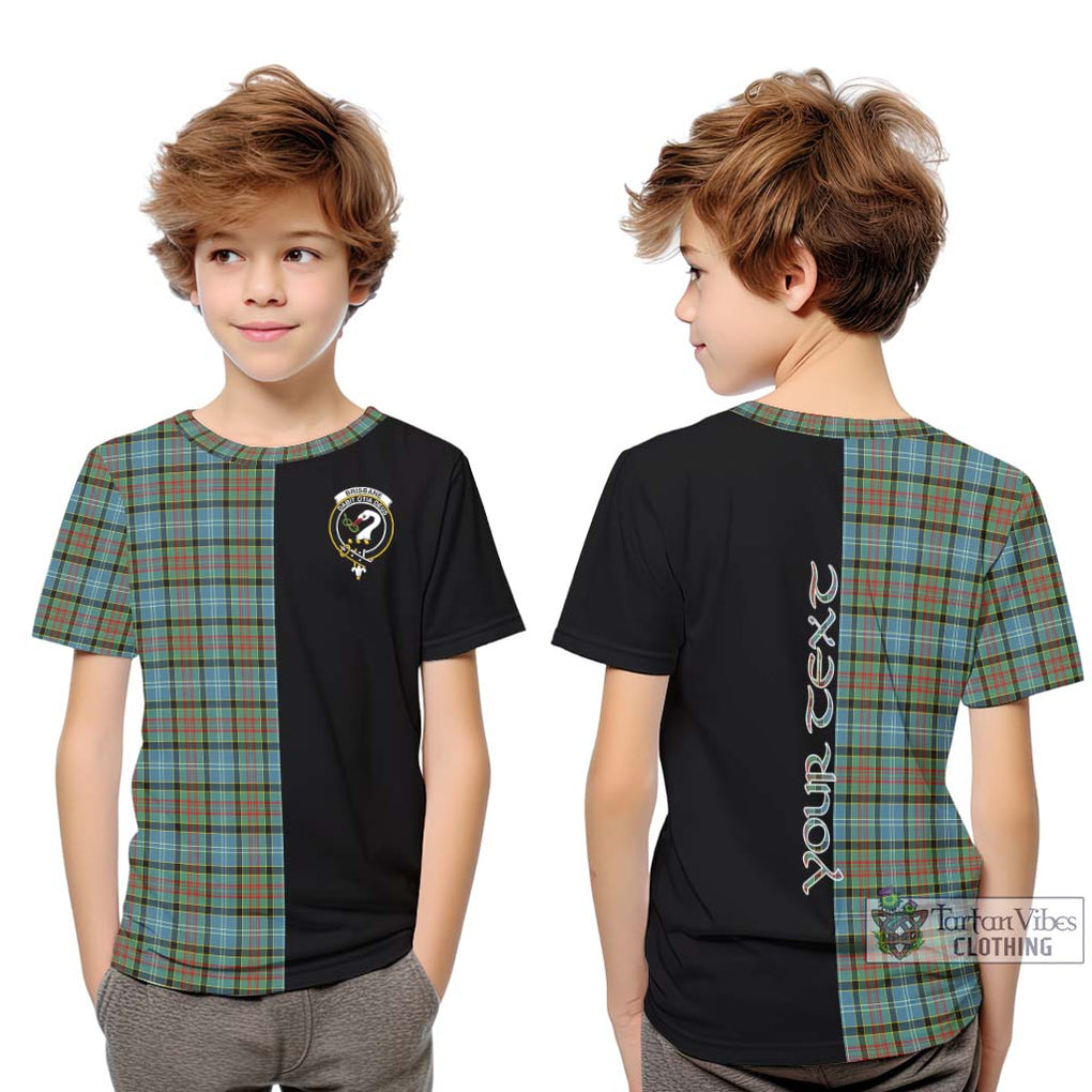 Brisbane Tartan Kid T-Shirt with Family Crest and Half Of Me Style Youth XL Size14 - Tartanvibesclothing Shop