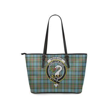 Brisbane Tartan Leather Tote Bag with Family Crest