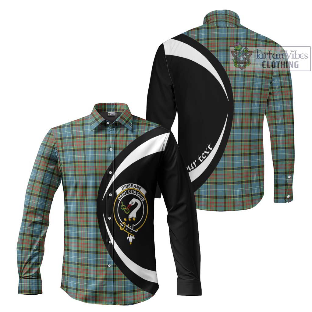 Brisbane Tartan Long Sleeve Button Up with Family Crest Circle Style Men's Shirt S - Tartan Vibes Clothing