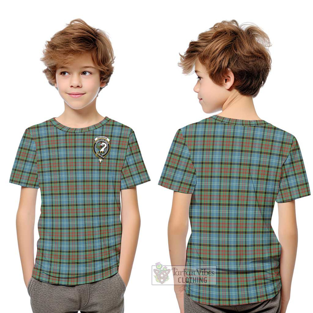 Brisbane Tartan Kid T-Shirt with Family Crest Youth XL Size14 - Tartanvibesclothing Shop