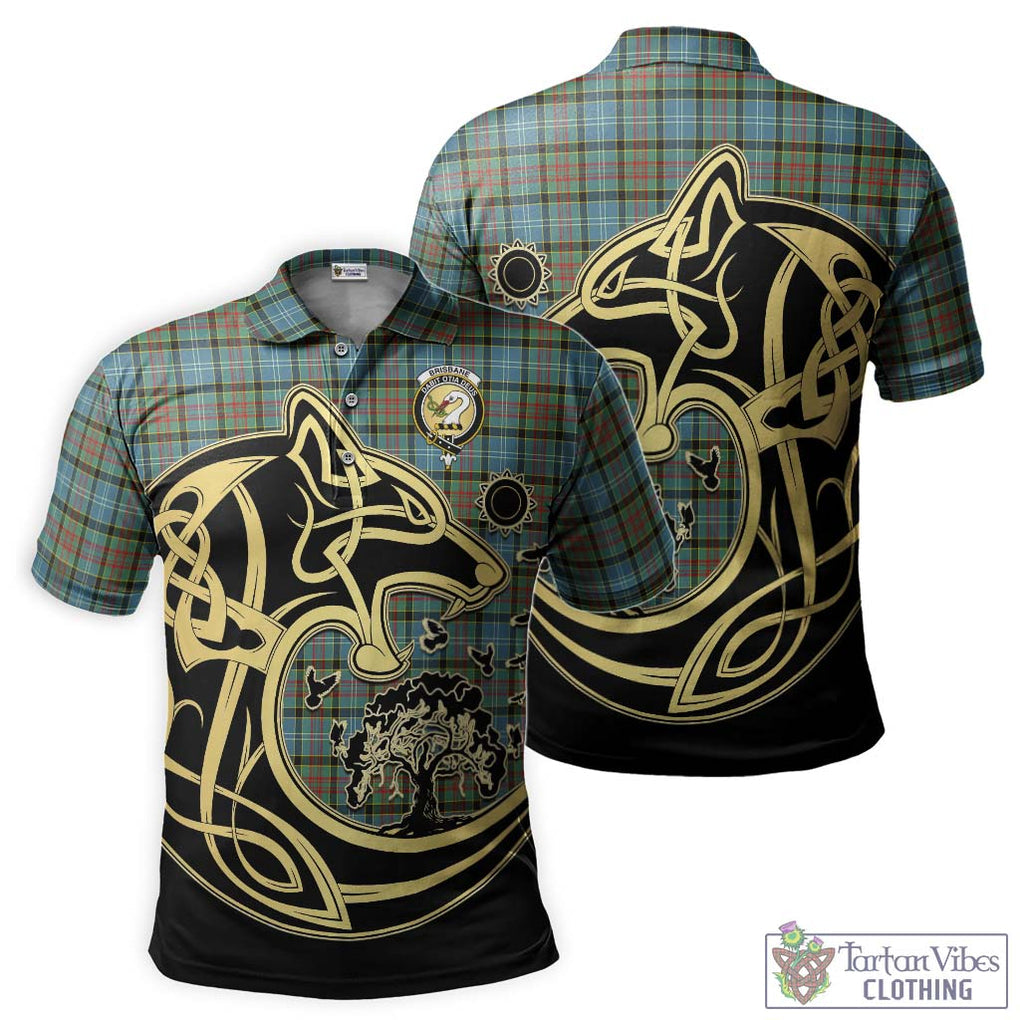 Brisbane Tartan Polo Shirt with Family Crest Celtic Wolf Style Kid - Tartanvibesclothing Shop