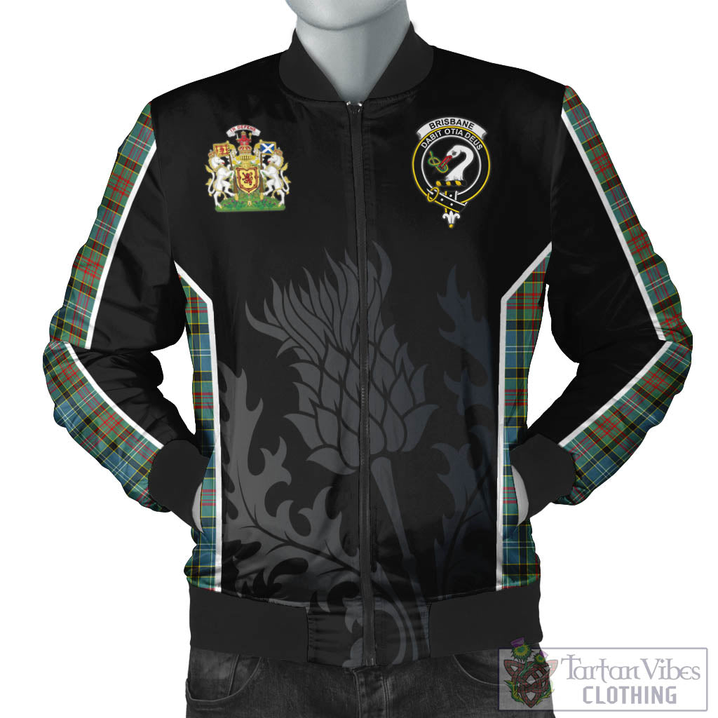 Tartan Vibes Clothing Brisbane modern Tartan Bomber Jacket with Family Crest and Scottish Thistle Vibes Sport Style