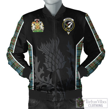 Brisbane Tartan Bomber Jacket with Family Crest and Scottish Thistle Vibes Sport Style