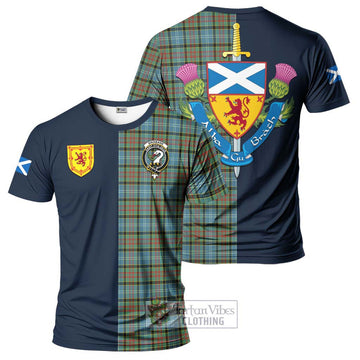 Brisbane Tartan T-Shirt Alba with Scottish Lion Royal Arm Half Style