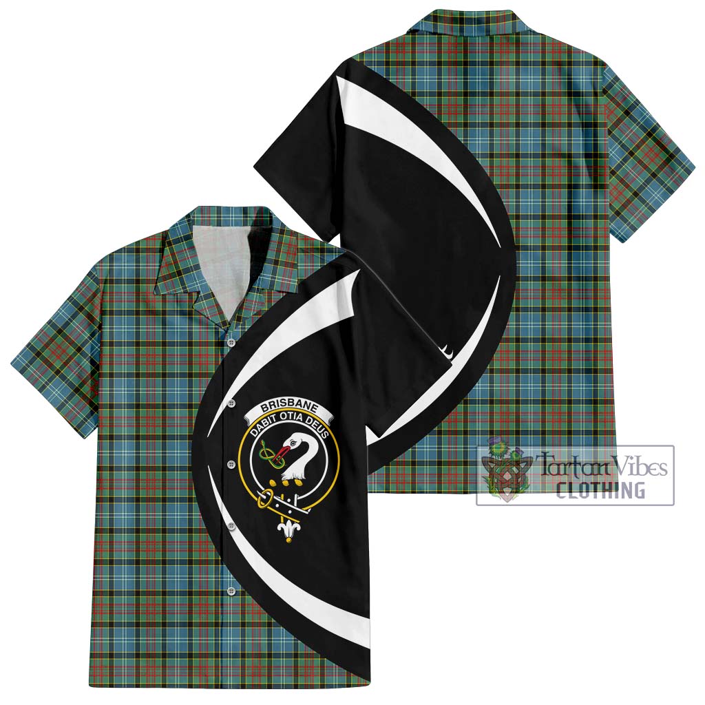 Brisbane Tartan Short Sleeve Button Up with Family Crest Circle Style Kid - Tartan Vibes Clothing