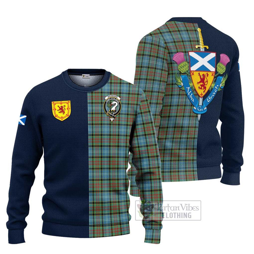 Tartan Vibes Clothing Brisbane Modern Tartan Knitted Sweater with Scottish Lion Royal Arm Half Style