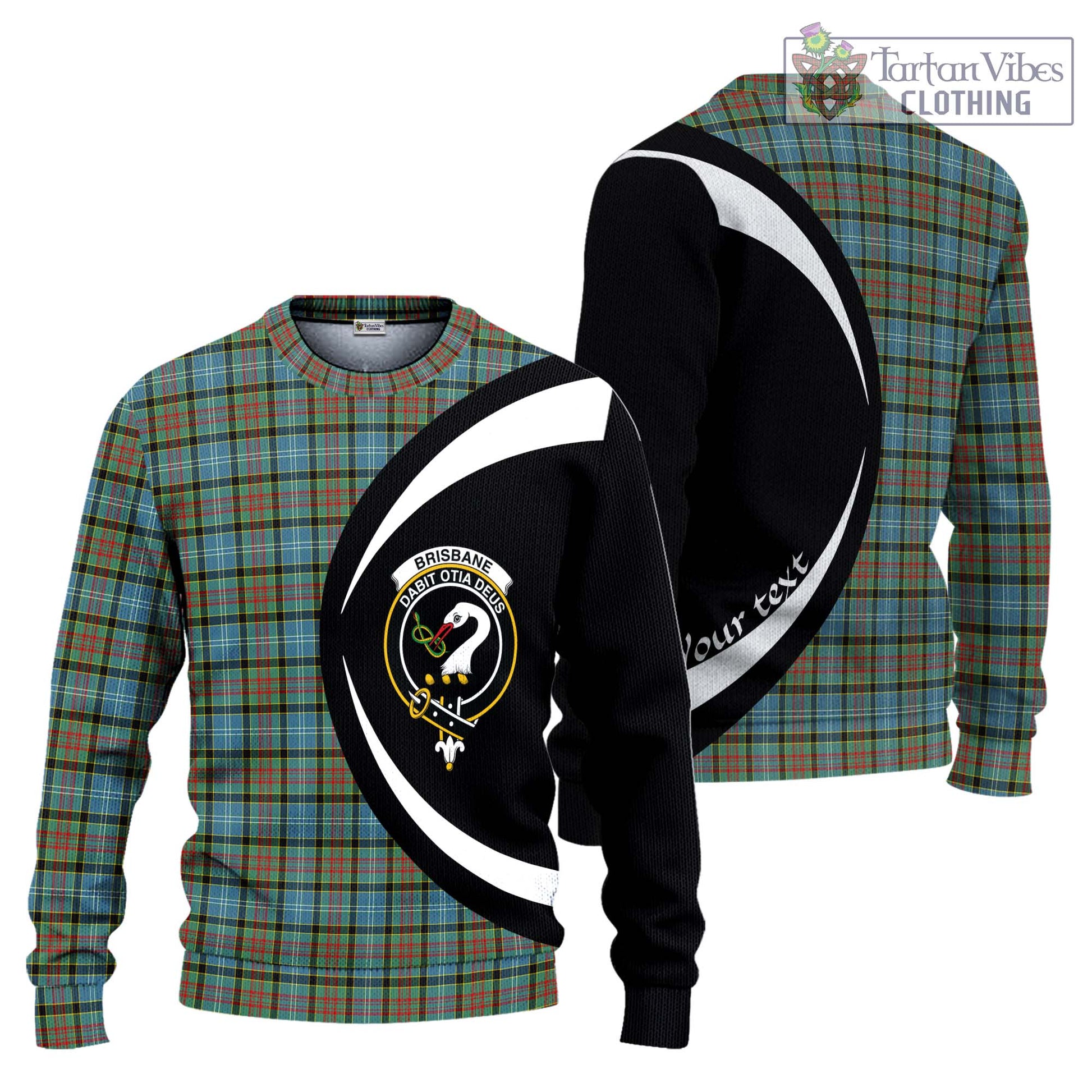 Brisbane Tartan Ugly Sweater with Family Crest Circle Style Unisex - Tartan Vibes Clothing