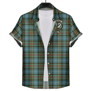 Brisbane Tartan Short Sleeve Button Down Shirt with Family Crest