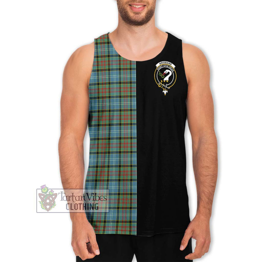 Brisbane Tartan Men's Tank Top with Family Crest and Half Of Me Style Men - Tartanvibesclothing Shop