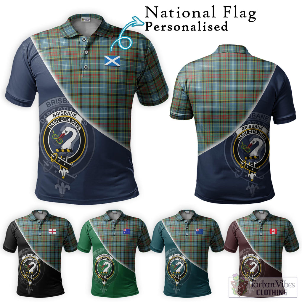 Brisbane Tartan Polo Shirt with Personalised National Flag and Family Crest Half Style Maroon - Tartanvibesclothing Shop