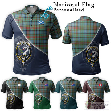 Brisbane Tartan Polo Shirt with Personalised National Flag and Family Crest Half Style