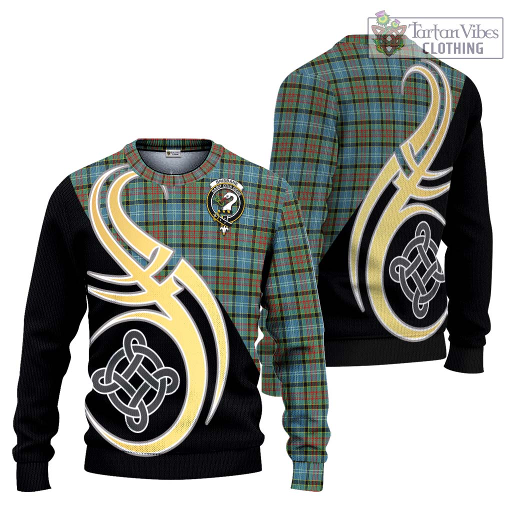 Brisbane Tartan Knitted Sweater with Family Crest and Celtic Symbol Style Unisex - Tartan Vibes Clothing