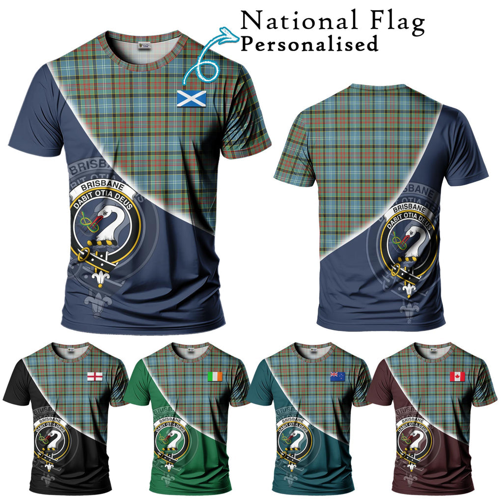 Brisbane Tartan T-Shirt with Personalised National Flag and Family Crest Half Style Kid's Shirt - Tartanvibesclothing Shop