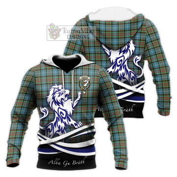 Brisbane Tartan Knitted Hoodie with Alba Gu Brath Regal Lion Emblem