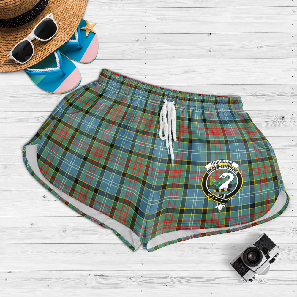 Brisbane modern Tartan Womens Shorts with Family Crest - Tartanvibesclothing