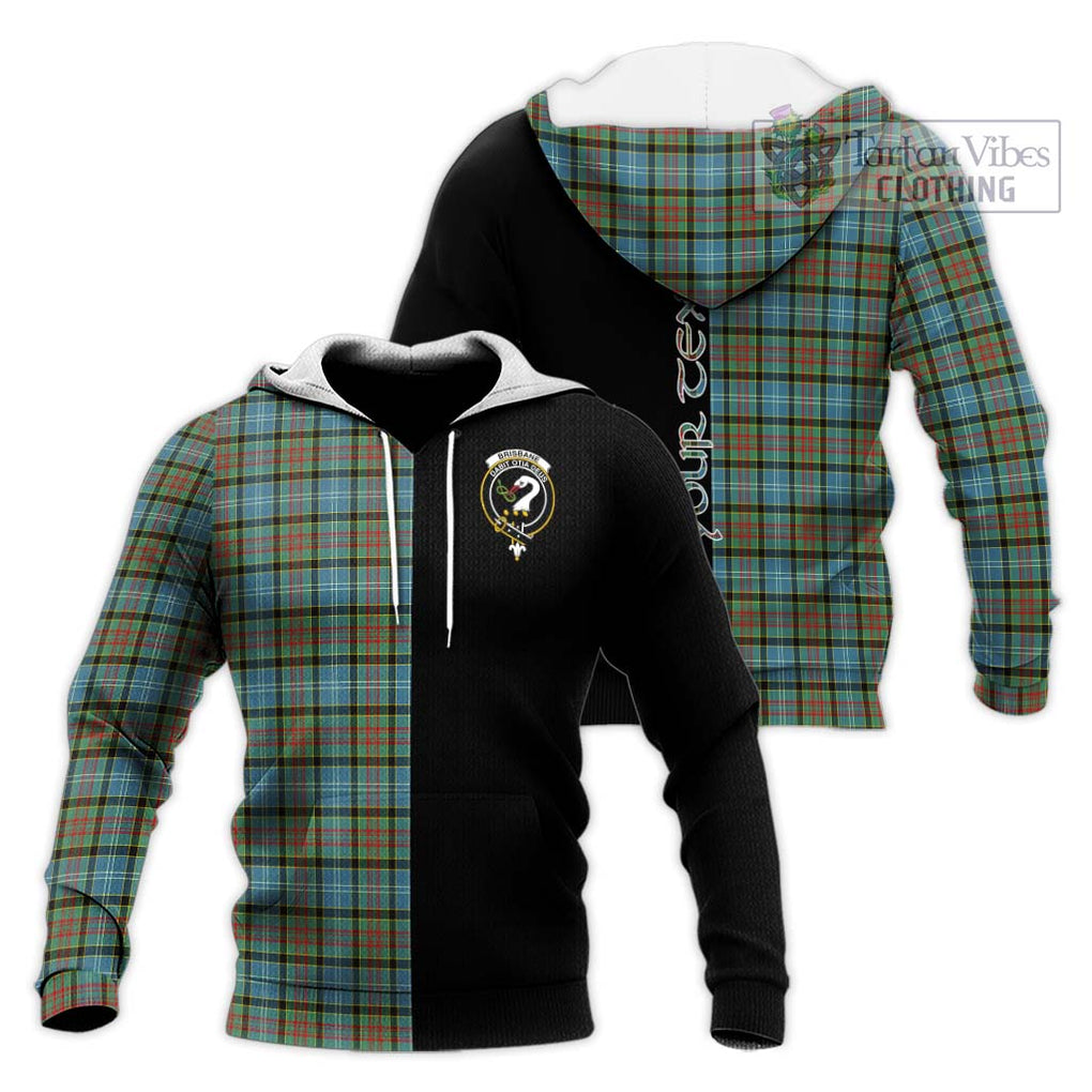 Brisbane Tartan Knitted Hoodie with Family Crest and Half Of Me Style Unisex Knitted Pullover Hoodie - Tartanvibesclothing Shop