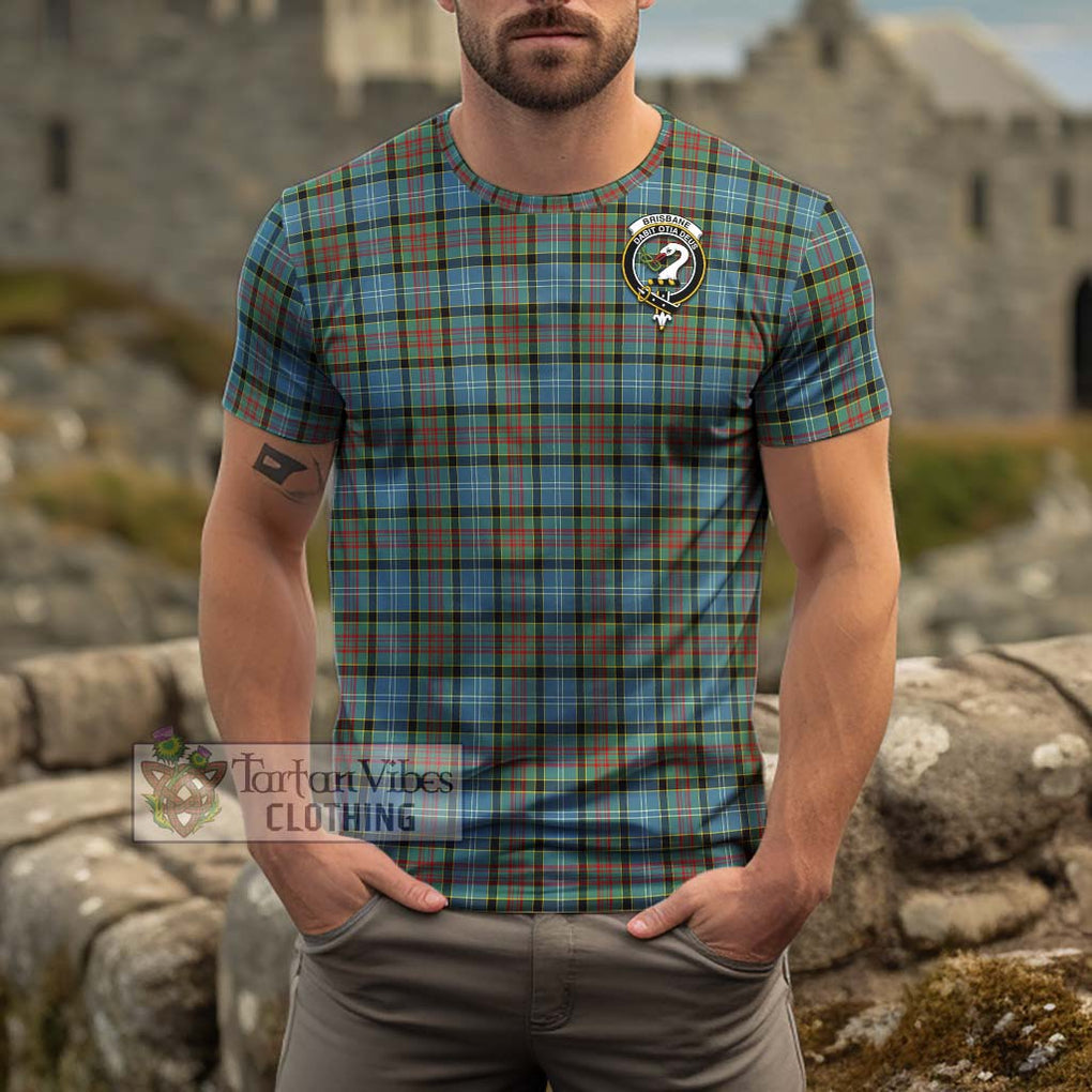 Brisbane Tartan Cotton T-Shirt with Family Crest Men's Shirt - Tartanvibesclothing Shop