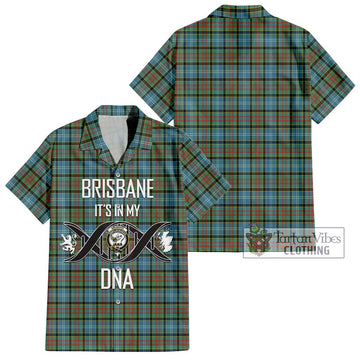 Brisbane Tartan Short Sleeve Button Shirt with Family Crest DNA In Me Style