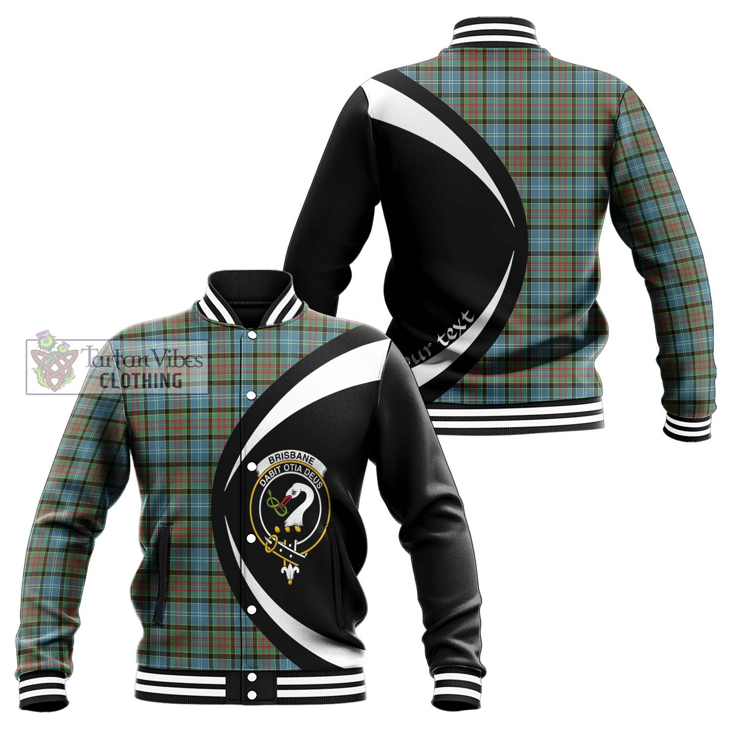 Brisbane Tartan Baseball Jacket with Family Crest Circle Style Unisex - Tartan Vibes Clothing