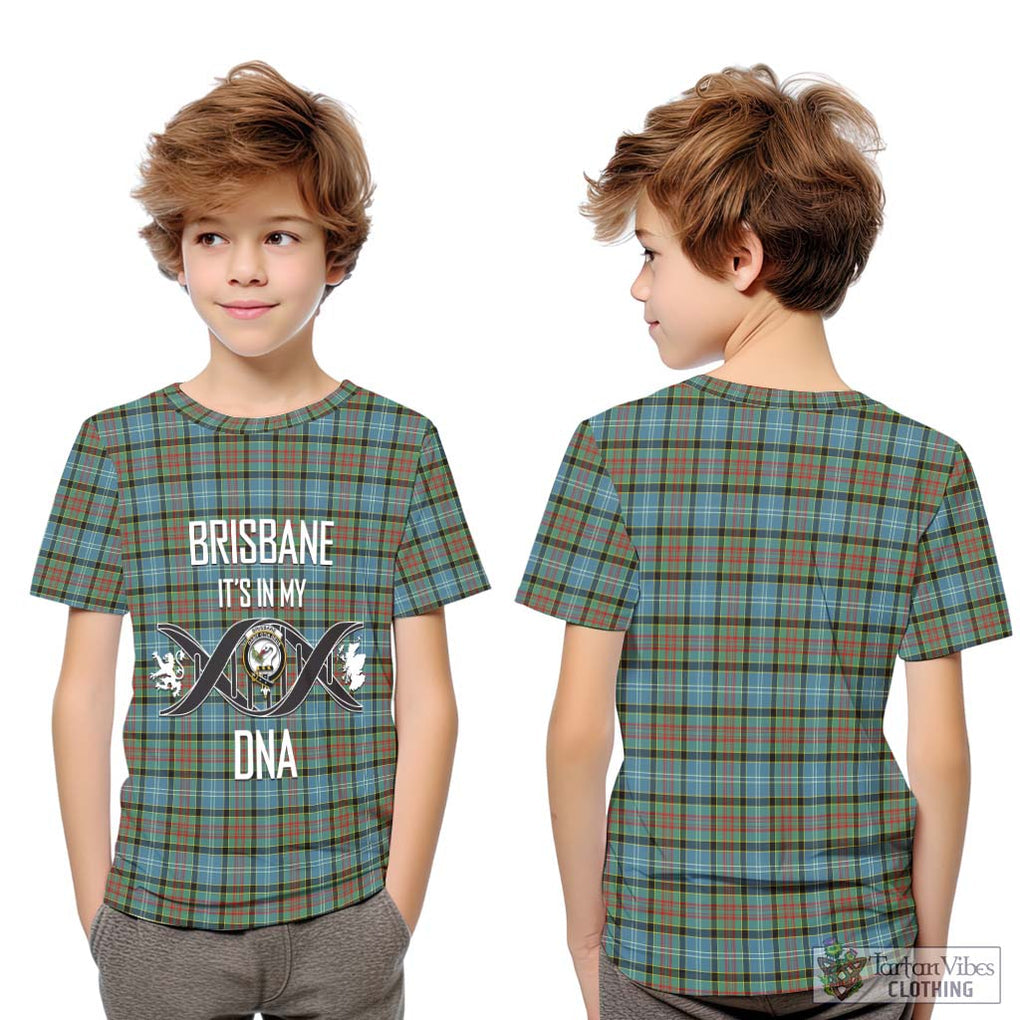 Brisbane Tartan Kid T-Shirt with Family Crest DNA In Me Style Youth XL Size14 - Tartanvibesclothing Shop