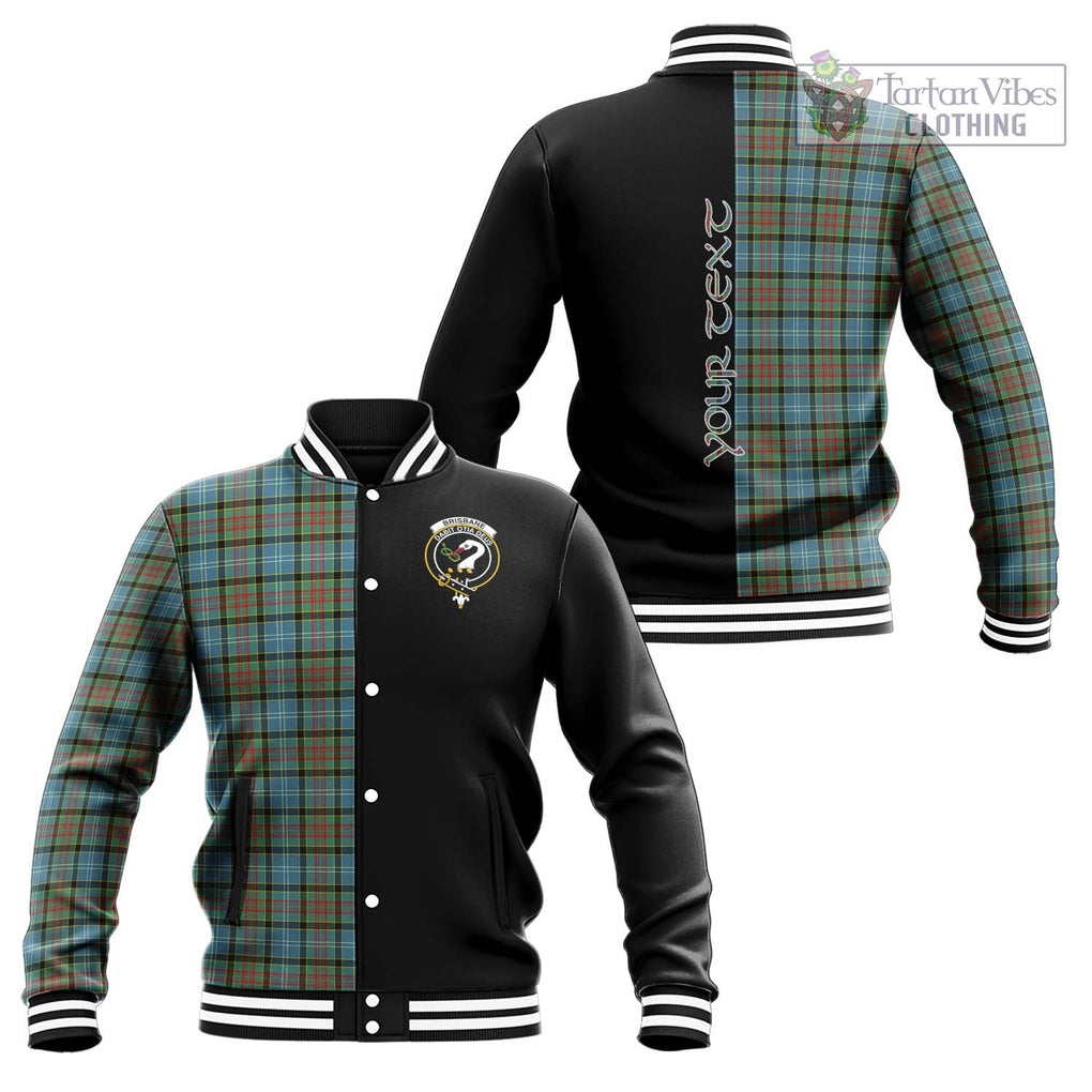 Brisbane Tartan Baseball Jacket with Family Crest and Half Of Me Style Unisex - Tartanvibesclothing Shop